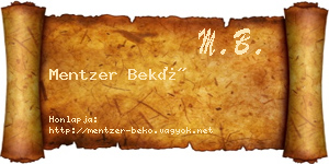 Mentzer Bekő névjegykártya